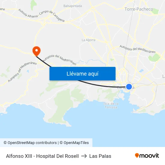 Alfonso XIII - Hospital Del Rosell to Las Palas map