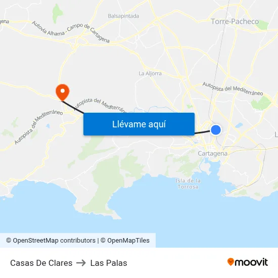 Casas De Clares to Las Palas map