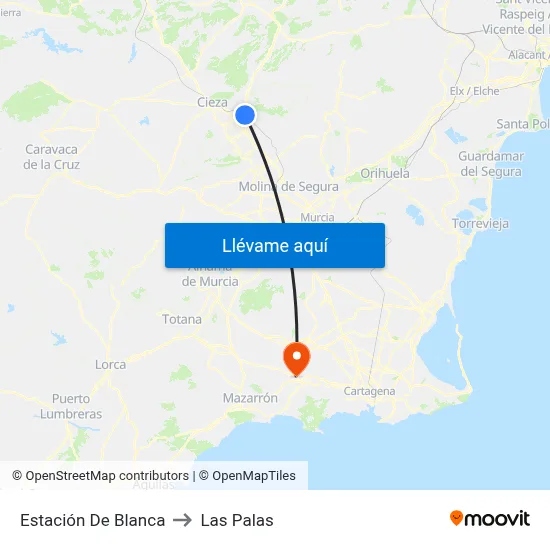 Estación De Blanca to Las Palas map