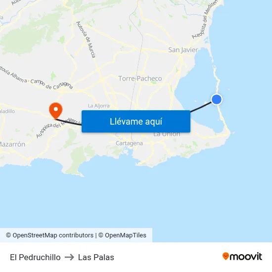 El Pedruchillo to Las Palas map