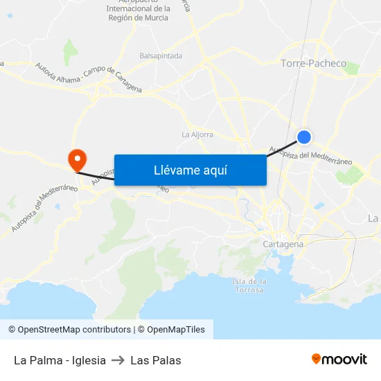 La Palma - Iglesia to Las Palas map