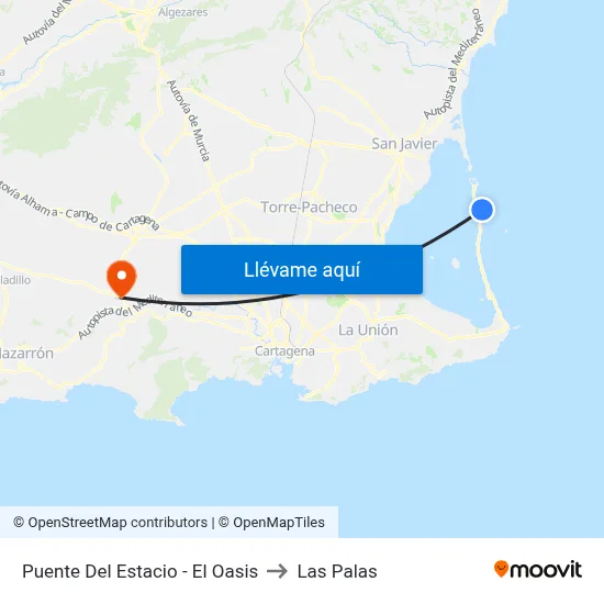 Puente Del Estacio - El Oasis to Las Palas map