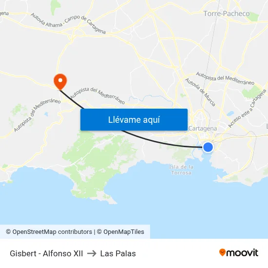 Gisbert - Alfonso XII to Las Palas map