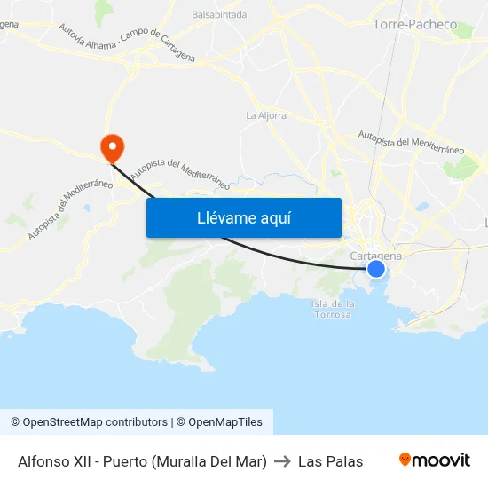 Alfonso XII - Puerto (Muralla Del Mar) to Las Palas map
