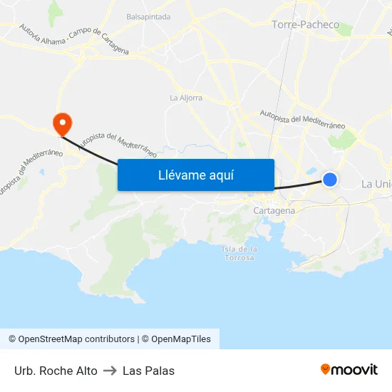 Urb. Roche Alto to Las Palas map