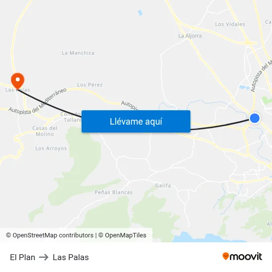 El Plan to Las Palas map