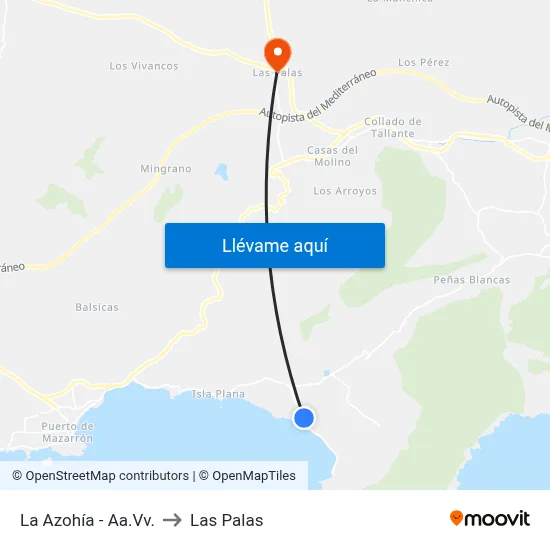 La Azohía - Aa.Vv. to Las Palas map
