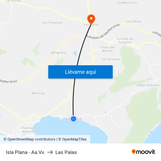 Isla Plana - Aa.Vv. to Las Palas map
