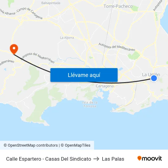 Calle Espartero - Casas Del Sindicato to Las Palas map