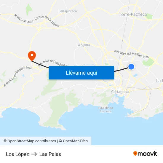 Los López to Las Palas map