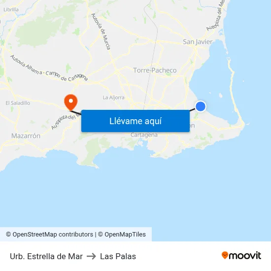 Urb. Estrella de Mar to Las Palas map