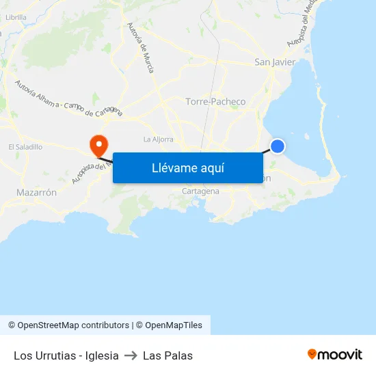 Los Urrutias - Iglesia to Las Palas map