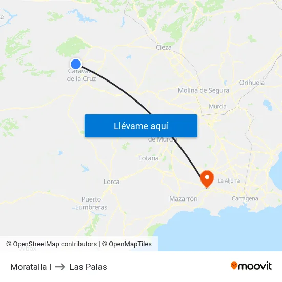 Moratalla I to Las Palas map