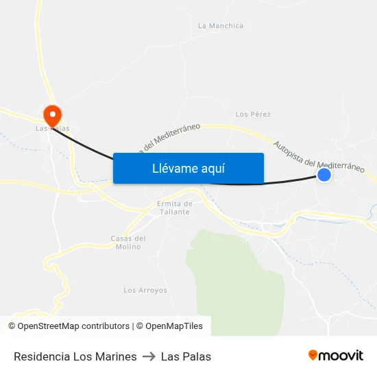 Residencia Los Marines to Las Palas map