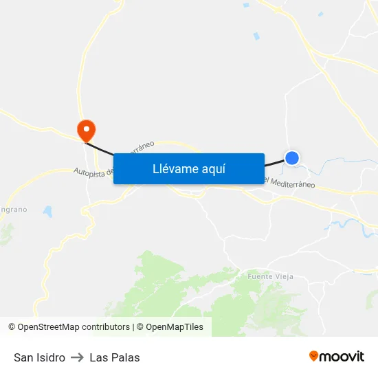 San Isidro to Las Palas map
