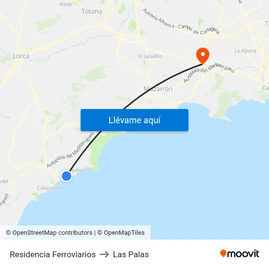 Residencia Ferroviarios to Las Palas map