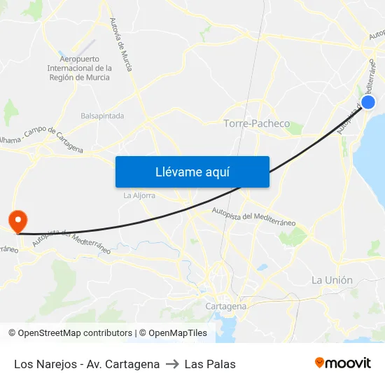 Los Narejos - Av. Cartagena to Las Palas map