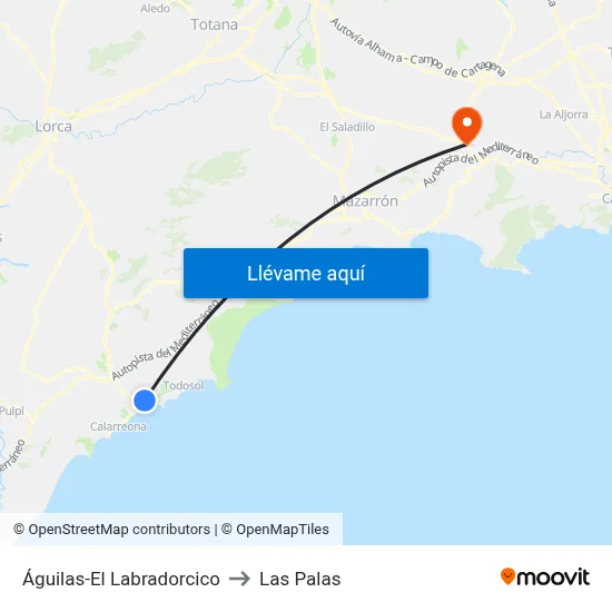 Águilas-El Labradorcico to Las Palas map