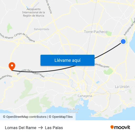 Lomas Del Rame to Las Palas map