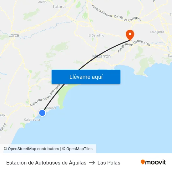 Estación de Autobuses de Águilas to Las Palas map