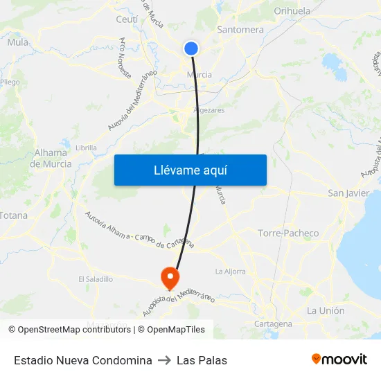 Estadio Nueva Condomina to Las Palas map