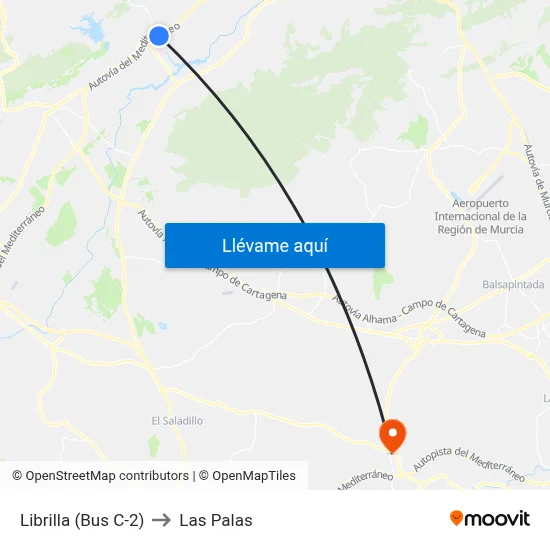 Librilla (Bus C-2) to Las Palas map