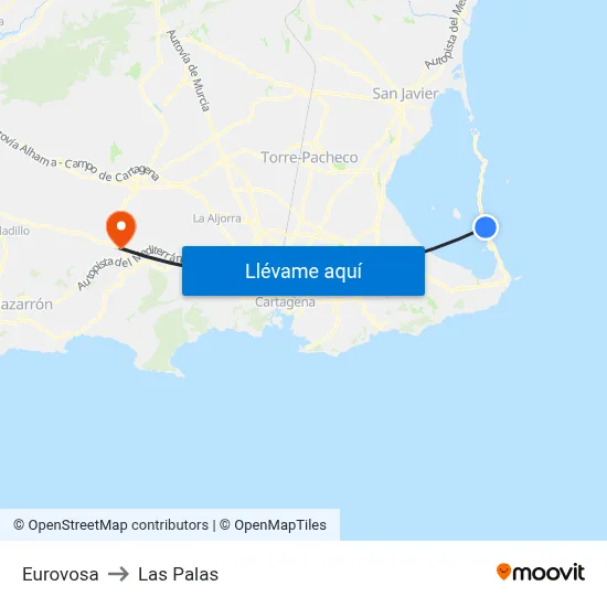 Eurovosa to Las Palas map