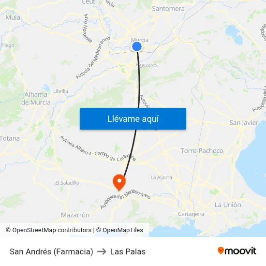 San Andrés (Farmacia) to Las Palas map