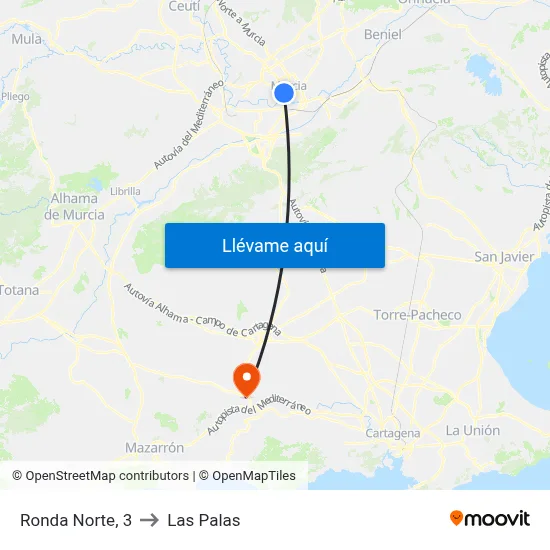 Ronda Norte, 3 to Las Palas map