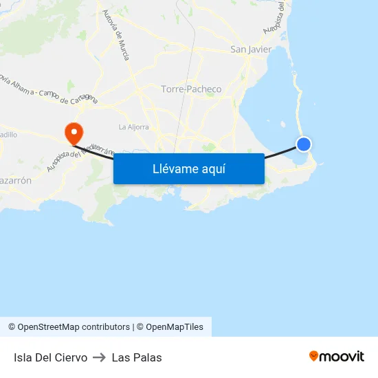 Isla Del Ciervo to Las Palas map