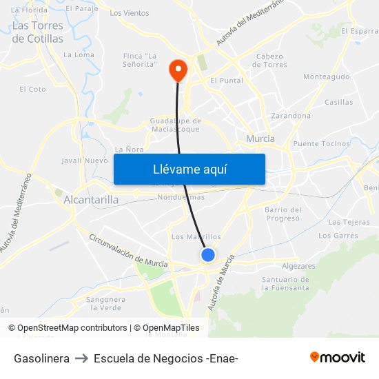 Gasolinera to Escuela de Negocios -Enae- map