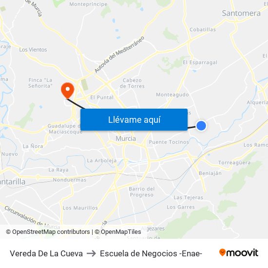 Vereda De La Cueva to Escuela de Negocios -Enae- map