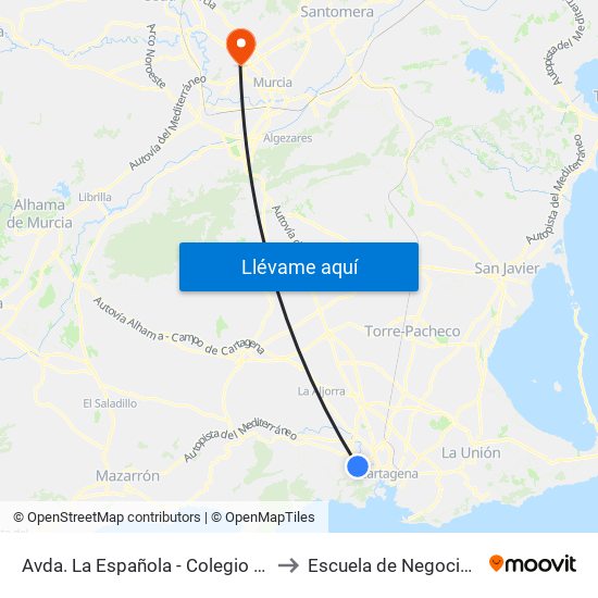 Avda. La Española - Colegio La Vaguada to Escuela de Negocios -Enae- map