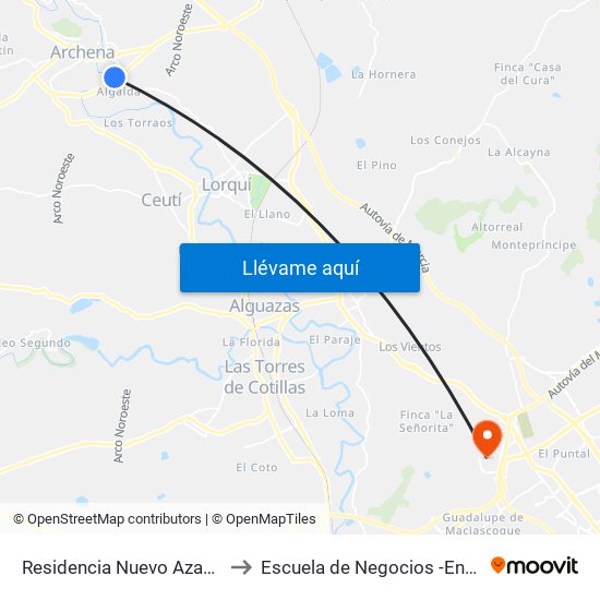 Residencia Nuevo Azahar to Escuela de Negocios -Enae- map