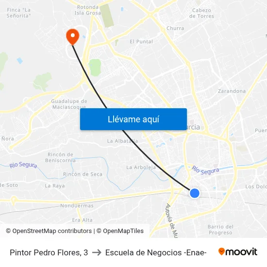 Pintor Pedro Flores, 3 to Escuela de Negocios -Enae- map