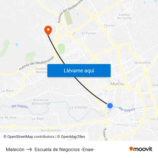 Malecón to Escuela de Negocios -Enae- map