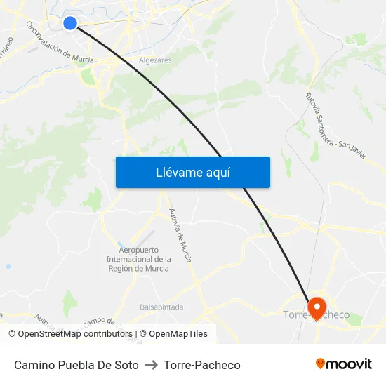 Camino Puebla De Soto to Torre-Pacheco map