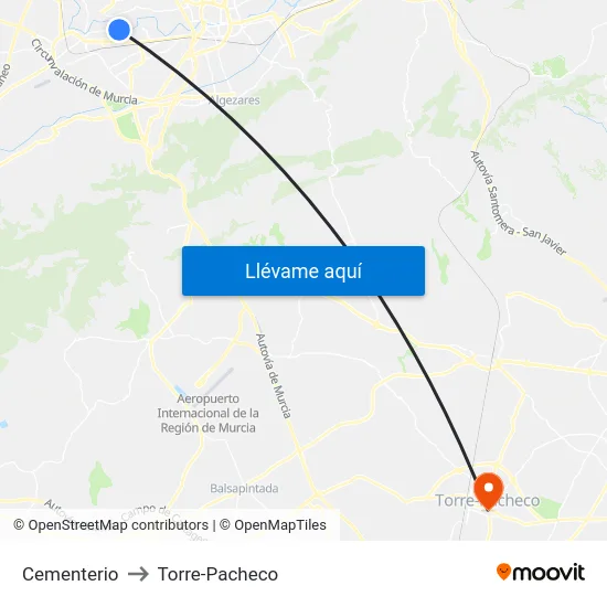 Cementerio to Torre-Pacheco map