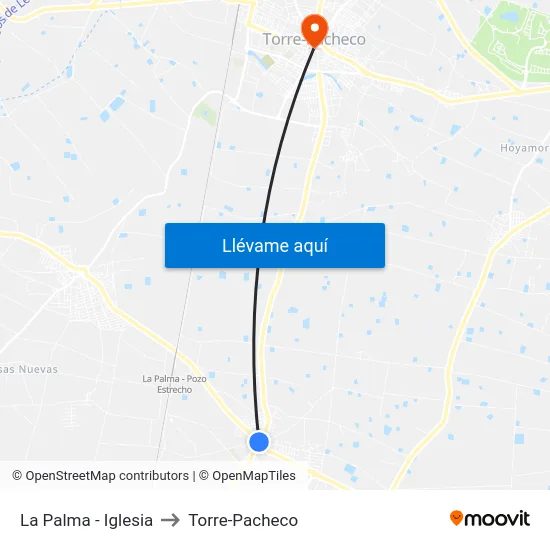 La Palma - Iglesia to Torre-Pacheco map