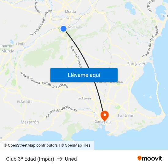 Club 3ª Edad (Impar) to Uned map