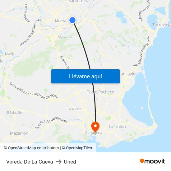 Vereda De La Cueva to Uned map