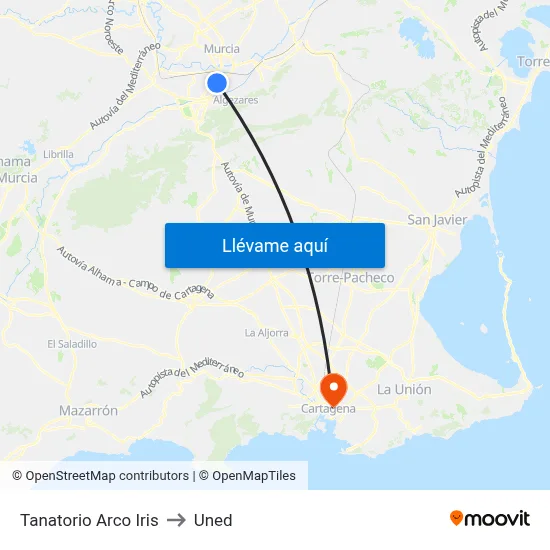 Tanatorio Arco Iris to Uned map