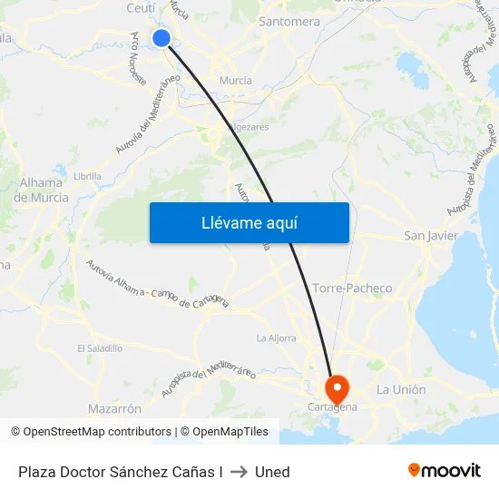 Plaza Doctor Sánchez Cañas I to Uned map