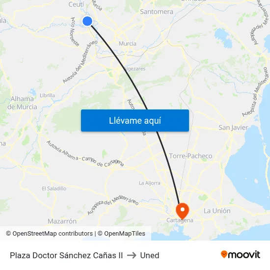 Plaza Doctor Sánchez Cañas II to Uned map