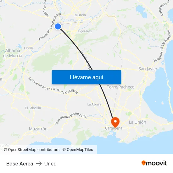 Base Aérea to Uned map