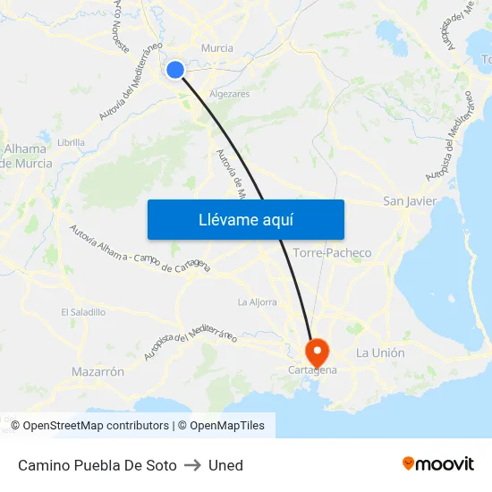 Camino Puebla De Soto to Uned map