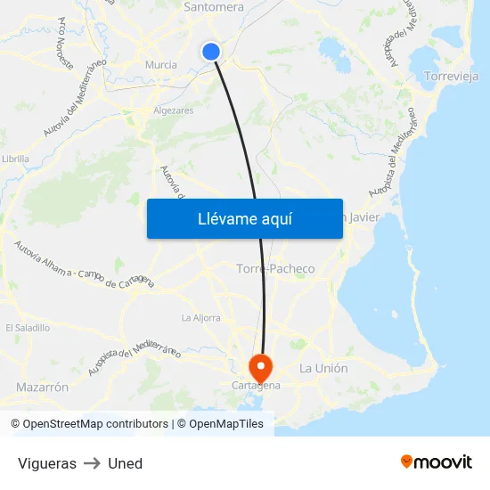 Vigueras to Uned map