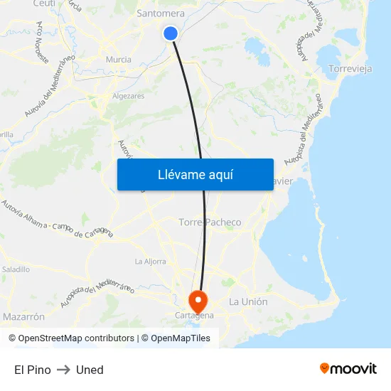 El Pino to Uned map