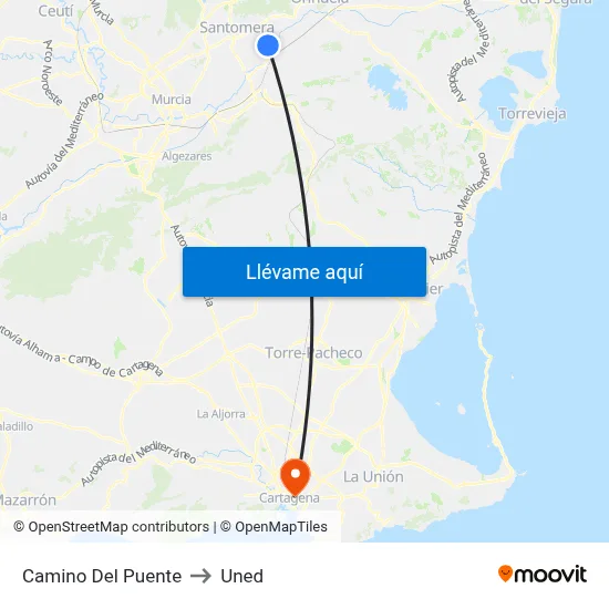 Camino Del Puente to Uned map