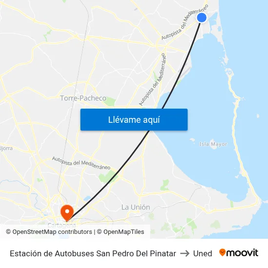 Estación de Autobuses San Pedro Del Pinatar to Uned map